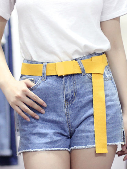 Unisex Web Belt Canvas Sliding Buckle Plain Casual Classic Party Daily Violet Green White Black for Women