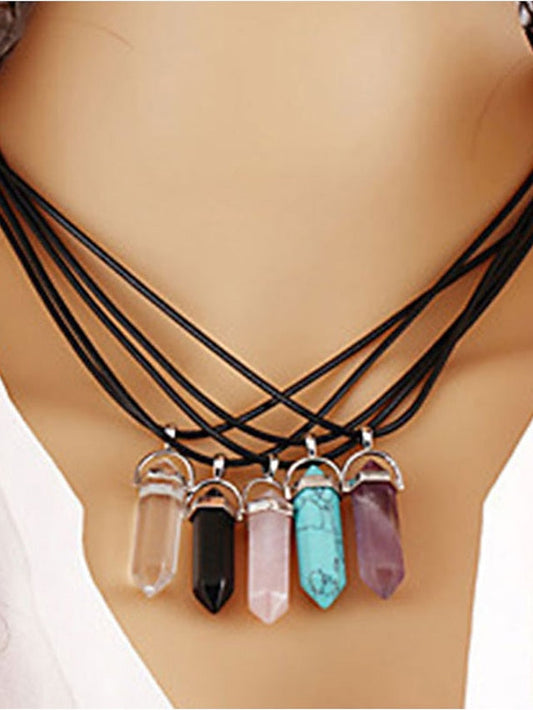 Pendant Necklace For Turquoise Crystal Party Casual Daily Synthetic Gemstones Crystal Turquoise Black for Women