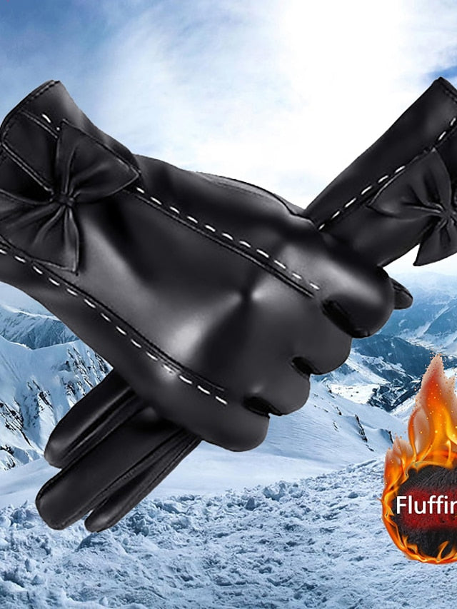 Touchscreen Gloves Warm Winter Gloves Gift Daily Solid / Plain Color PU Leather Simple 1 Pair for Women