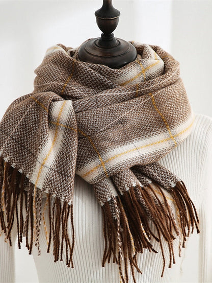 Shawls & Wraps Outdoor Dailywear Holiday Yellow Blue Pink Scarf Plaid for Women