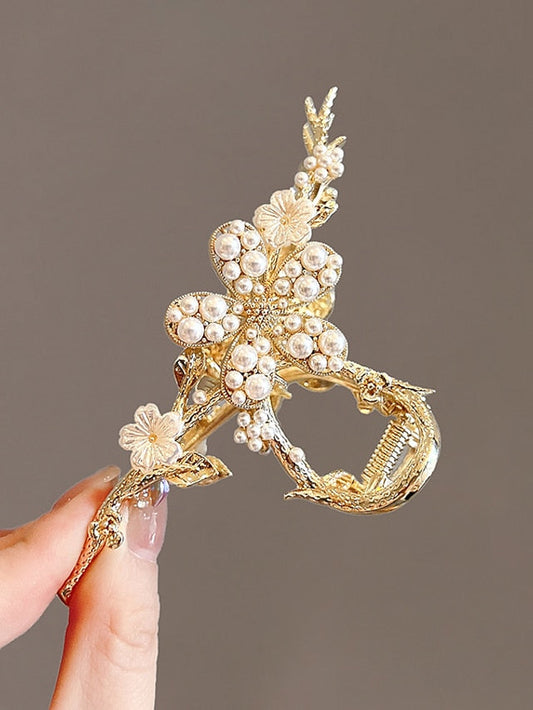 1PC Butterfly Hair Clip Metal Hair Claw Clip Bell Orchids Pearl Tassel Gold Fashion Nonslip Hair Clips Cute Claw Clips with Rhinestones Thick Hair Styling Hair Accessories for Women Christmas Gifts for Women