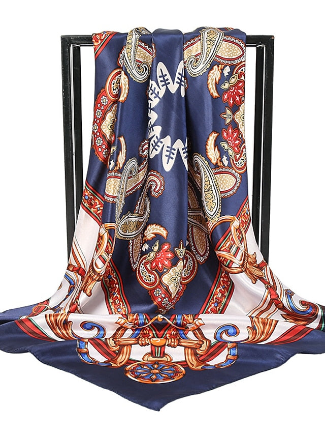 1PC 90*90cm Party / Evening Daily Square Scarf Fashion Beach Women Head Silk Wrap Spring Summer Shawl Ladies Foulard Bandanna Muffler for Women