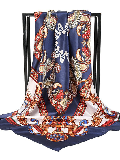 1PC 90*90cm Party / Evening Daily Square Scarf Fashion Beach Women Head Silk Wrap Spring Summer Shawl Ladies Foulard Bandanna Muffler for Women