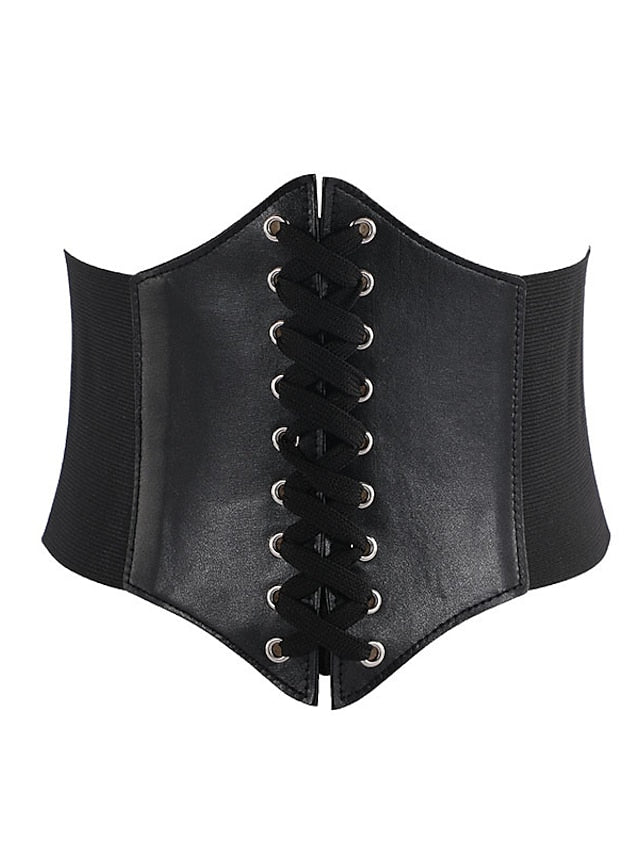 Wide Belt Corset Belt PU Leather Buckle Free Geometric Formal Party Daily White Black Red Coffee for Women