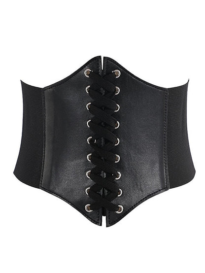 Wide Belt Corset Belt PU Leather Buckle Free Geometric Formal Party Daily White Black Red Coffee for Women