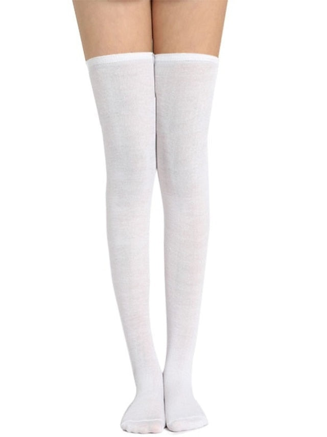 Stockings Work Daily Holiday Solid Color Polyester Cotton Simple Casual Lolita Casual Cute Casual / Daily 1 Pair for Women