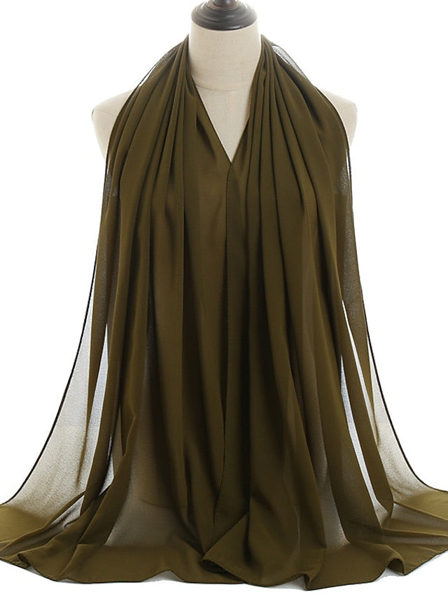 180*75cm Muslim Fashion Chiffon Hijab Scarf Women Scarves Long Shawl Islamic Hijabs Simple Head Scarf Solid Wrap Turban for Women