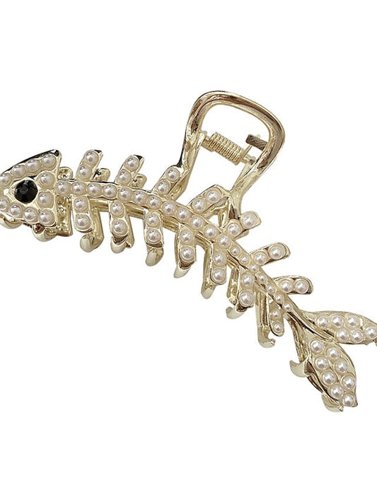 1Pc Hair Claw Clips Large Metal Claw Strong Hold Clips Vintage Fish Shape Non-slip Hair Catch Barrette Clamp Hairpins for Fixing Hair Accessories for Women and Girls for Women