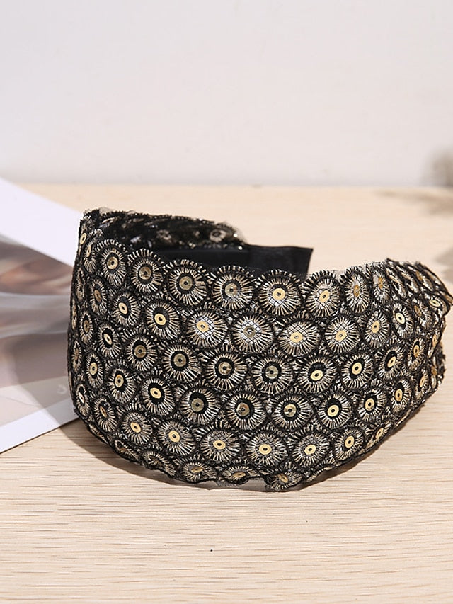 1PC Sequins with Gold Thread Shining Headband for Women