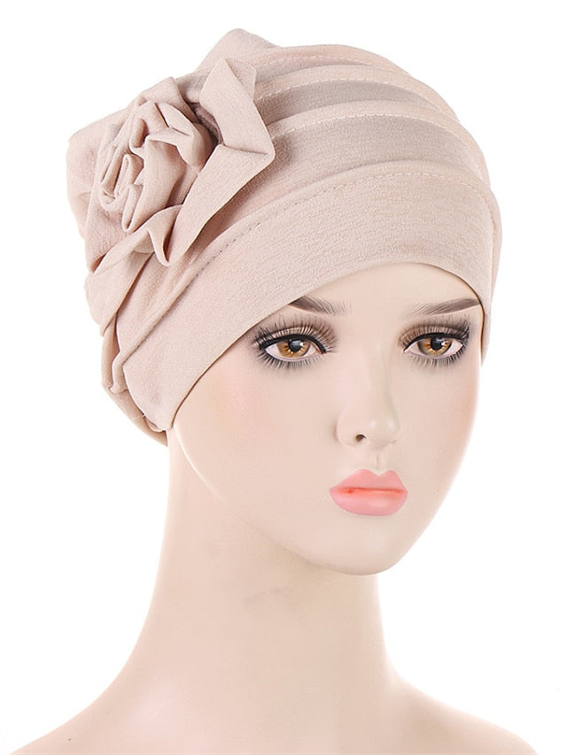 Hats Spring Summer Flower Beanie Hat Muslim Stretch Turban Hat Hair Care Headwear Hijib Cap for Women