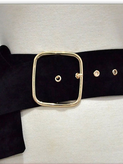 Belt Flannel Black Wine Khaki Wide Belt Street Prom Pure Color for Women
