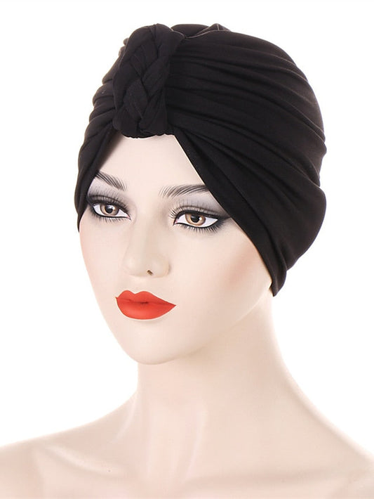 Fashion Inner Hijab Cap Black White Navy Colors Turban Hat Female Bandana Headband Hair Cover Cap Ladies Head Wraps Muslim Headscarf Bonnet for Women