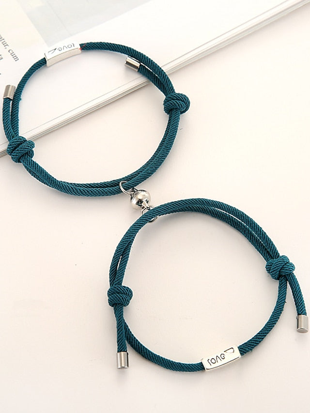 1 Pair Couple's Bracelet Magnetic Adjustable Romantic Series Love Simple Rope Bracelet Jewelry Milan For Gift for Women
