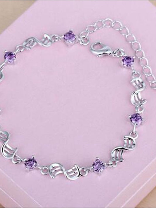 Purple Chain Bracelet Classic Fashion Simple Alloy Bracelet Jewelry Silver For Daily Date for Women