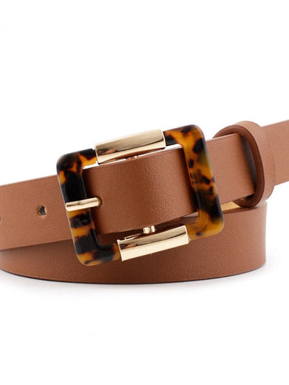 Unisex PU Buckle Belt PU Leather Prong Buckle Leopard Casual Classic Party Daily Black Brown Beige for Women