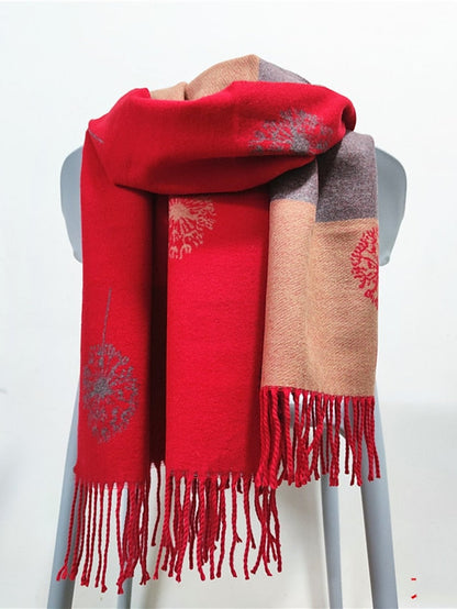 Shawls & Wraps Party Black Scarf Floral White Blue Fall Winter Imitation Cashmere for Women