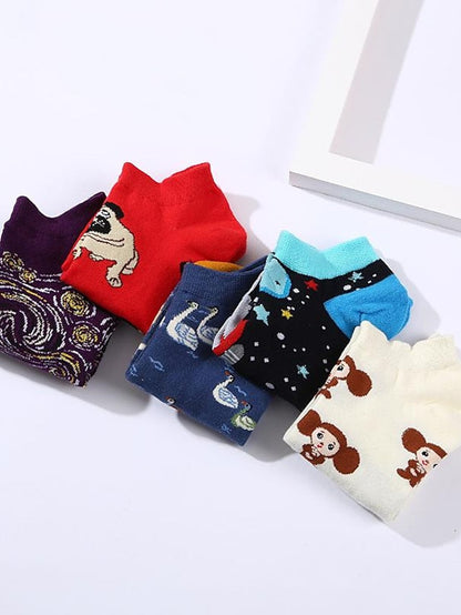 Anckle Socks Low Cut Socks Outdoor Office Work Animal Patterned Spandex Nylon Cotton Basic Casual Classic 1 Pair for Women