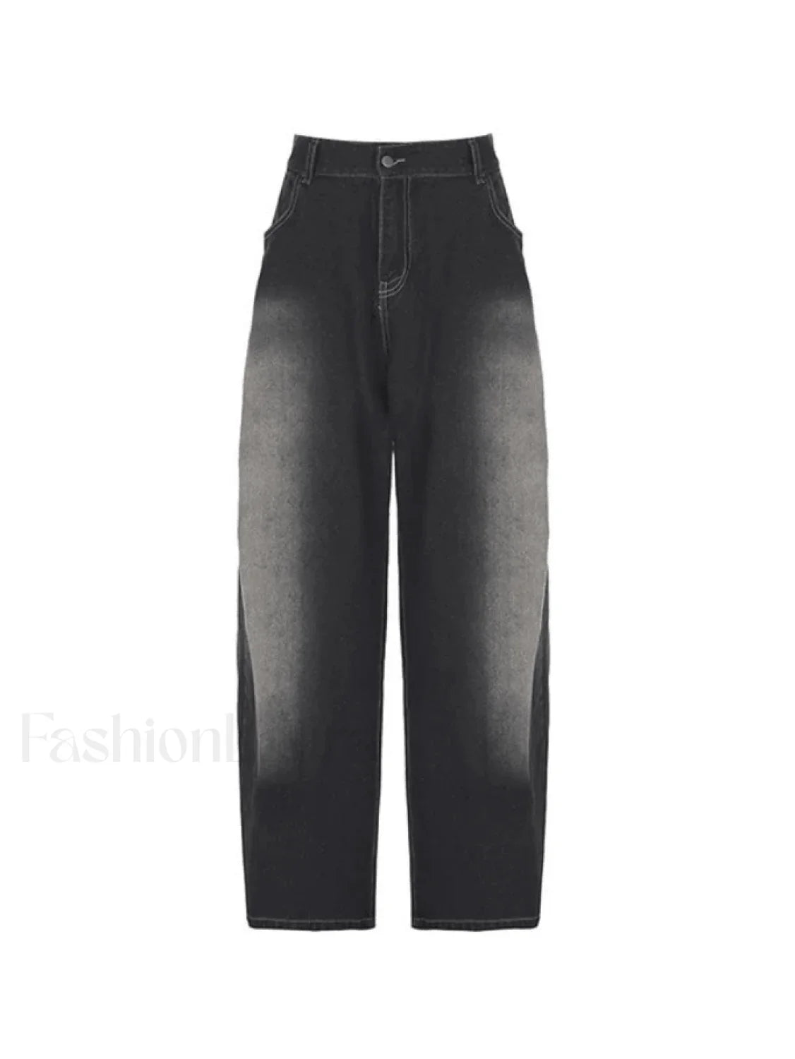 Washed Contrast Waist Pleated Relaxed Leg Boyfriend Jeans