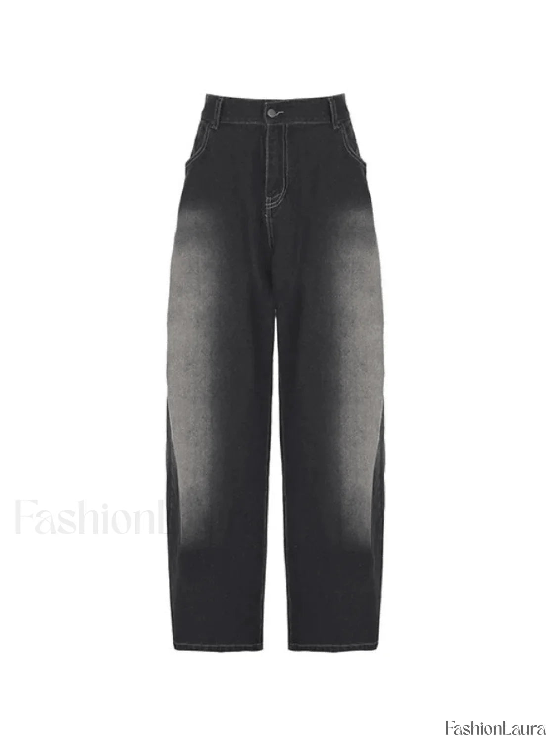 Washed Contrast Waist Pleated Relaxed Leg Boyfriend Jeans