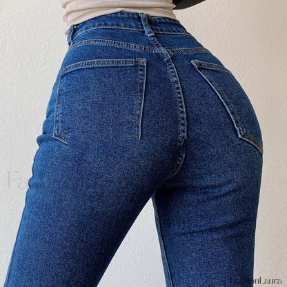 Washed High Waist Trendy Slim Flare Jeans