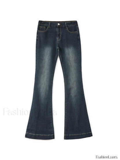 Washed Low Waist Flare Jeans