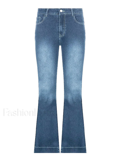 Washed Low Waist Flare Jeans
