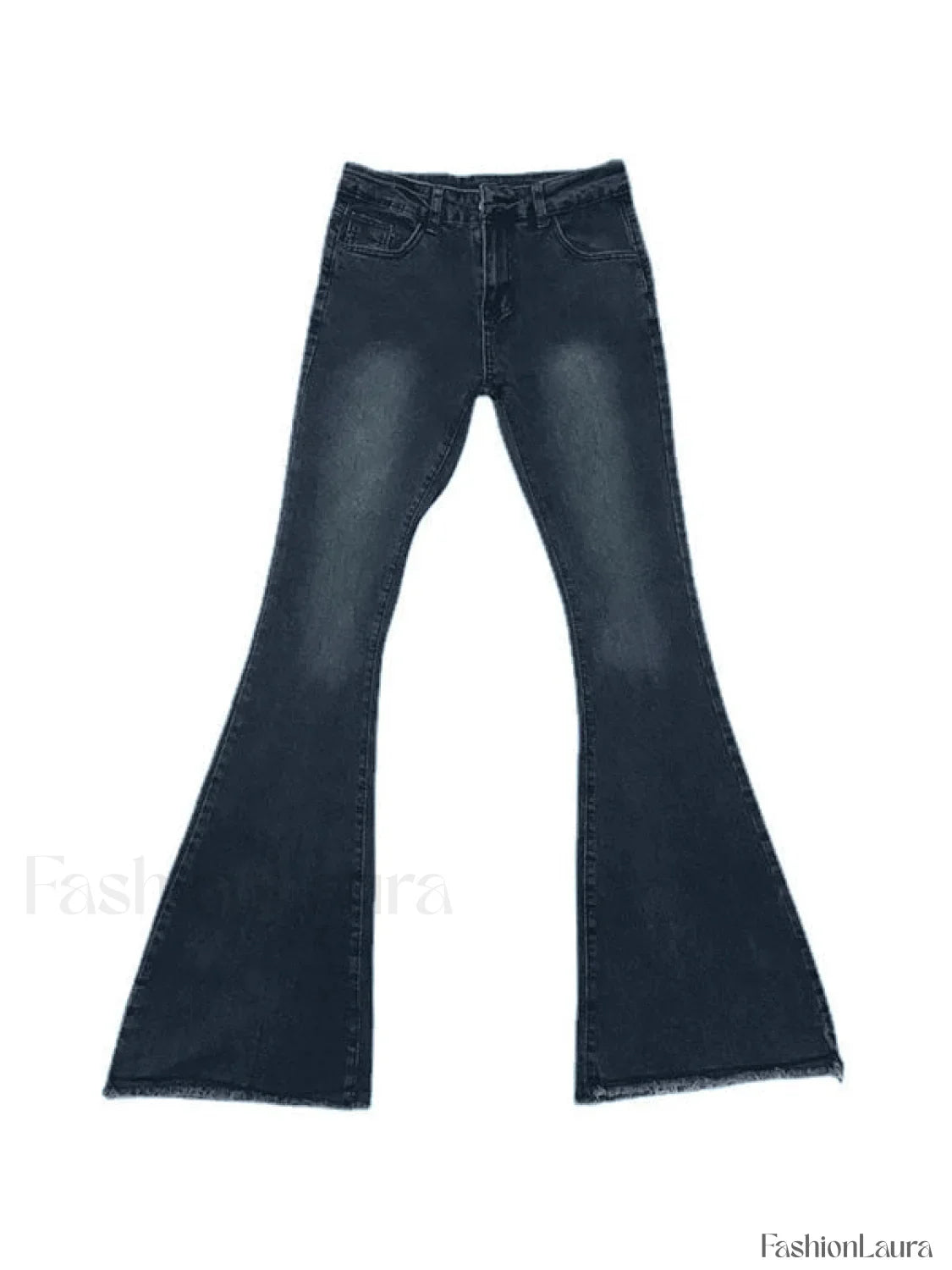Washed Stretch Low Waist Flare Jeans