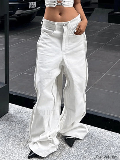 Wavy Side Relaxed Boyfriend Jeans