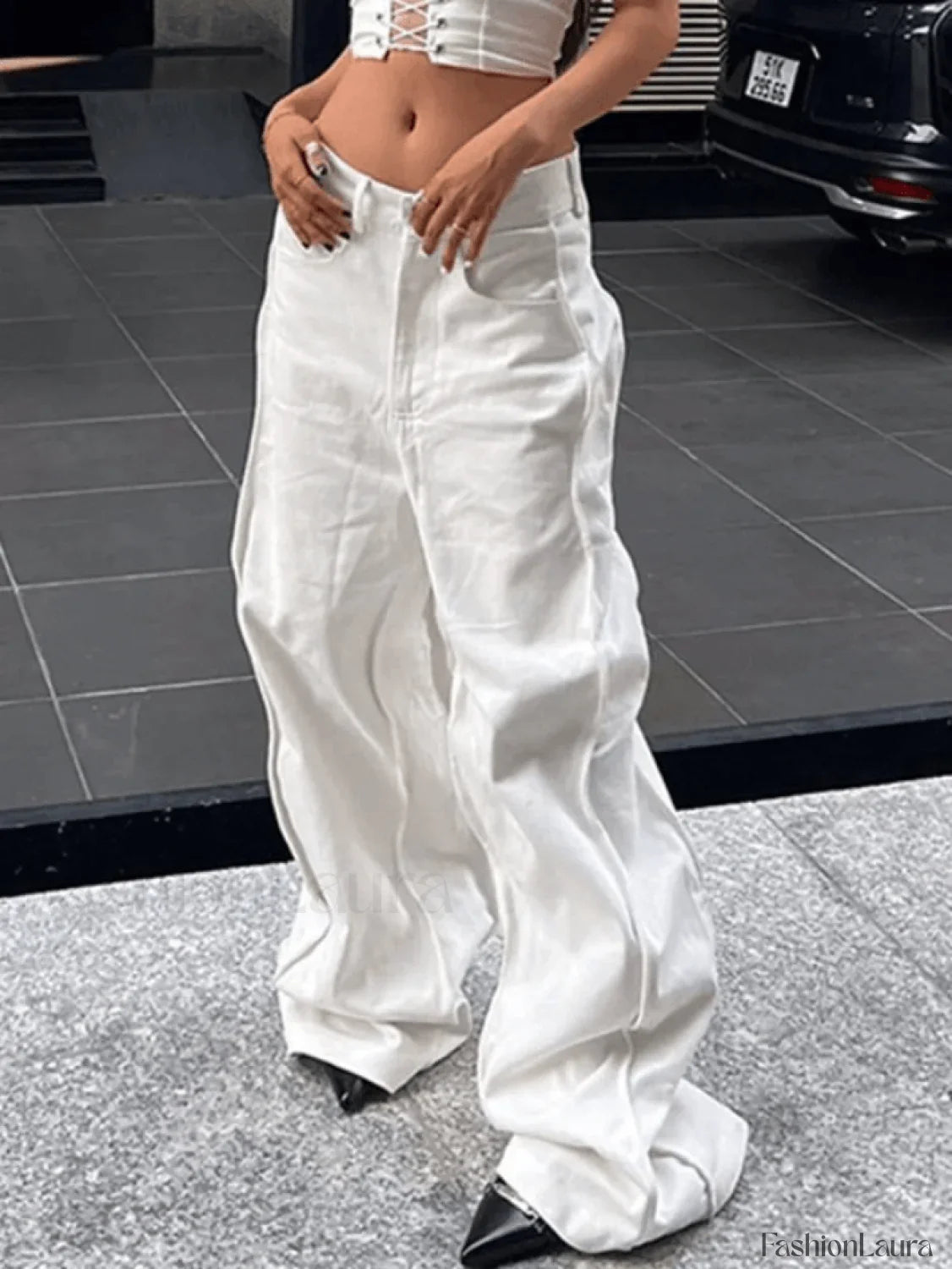 Wavy Side Relaxed Boyfriend Jeans