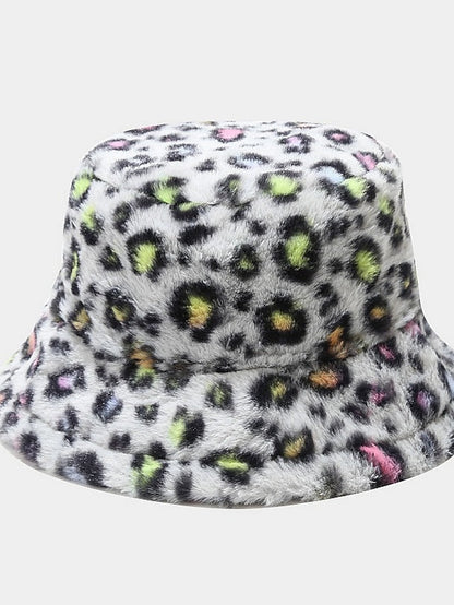 New Winter Bucket Hats Fluffy Fur Men Women Panama Hat Fashion Warm Fisherman Cap Multi Color Leopard Printed Hat for Women