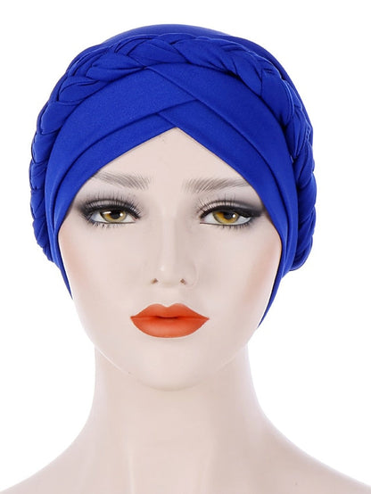 Muslim Women Inner Caps Braid Hijab Cap Comfort Fashion Turban Hat Colorful Cross Shape Chemo Hats Head Wearing Turbante for Women