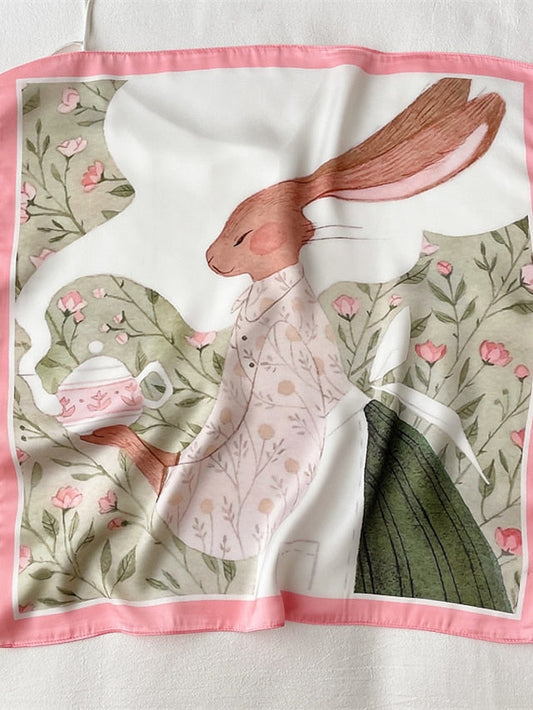 55*55CM Fashion Silk Satin Square Scarf Women Animal Print Small Neckerchief Hair Bandana Female Head Scarves Bags Decoration for Women