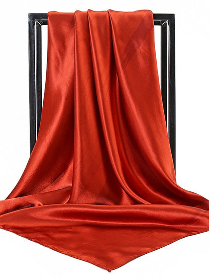 1pcs 90*90cm Solid Colors Neckerchief Hijab Scarf For Women Silk Satin Headband Hair Scarves Female Square Shawls Head Scarfs For Ladies for Women