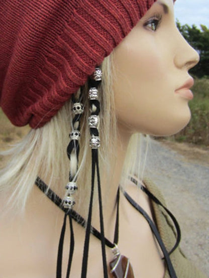 1pc Hair Ties Hair Tie For Street Gift Daily Holiday Head Handmade Cord Alloy Scarlet Black Gray for Women