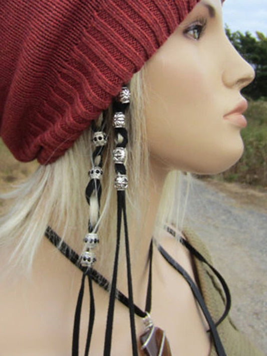 1pc Hair Ties Hair Tie For Street Gift Daily Holiday Head Handmade Cord Alloy Scarlet Black Gray for Women