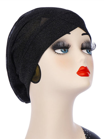 Women Hat Forehead Crossed Arab Indian Muslim Hijab Headwrap Hat Headwear Islamic Turban Solid Colors Turban Inner Cap Bonnet Fashion for Women