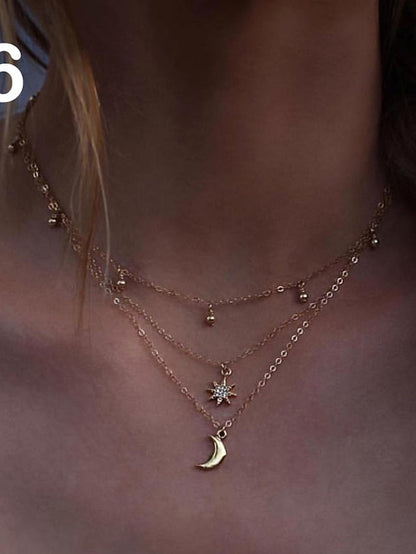 Choker Necklace Charm Necklace Layered Star Ladies Punk Lolita Bohemian Fashion Rhinestone Alloy Gold Layer Necklace 1 Layer Necklace 2 Layer Necklace 3 Layer Necklace 4 40 cm Necklace Jewelry for Women