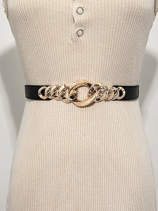 Belt PU Black White Skinny Belt Dailywear Daily Pure Color for Women
