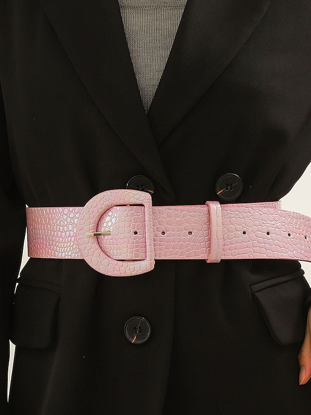 Belt PU Pink Waist Belt Daily Valentine's Day Plaid Pure Color for Women