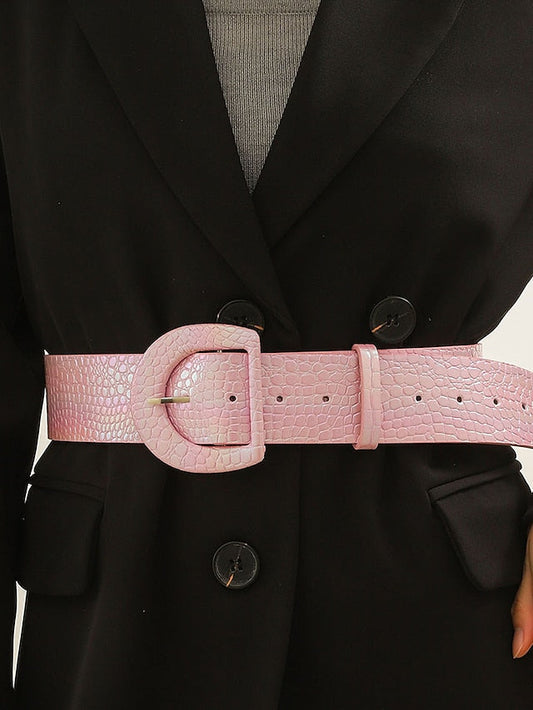 Belt PU Pink Waist Belt Daily Valentine's Day Plaid Pure Color for Women