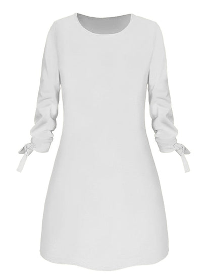 A Line Dress Mini Dress Black White Yellow Long Sleeve Pure Color Patchwork Summer Spring Crew Neck Casual Winter Dress Fall Dress  S M L XL XXL 3XL 4XL for Women