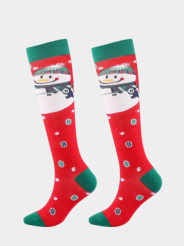 Unisex Knee High Socks Christmas Gift Cycling / Bike Multi Color Spandex Nylon Sporty Casual Classic Warm Cute Sports 1 Pair for Women