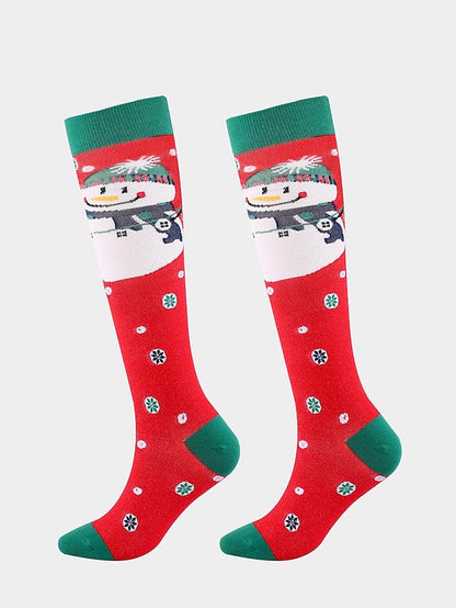 Unisex Knee High Socks Christmas Gift Cycling / Bike Multi Color Spandex Nylon Sporty Casual Classic Warm Cute Sports 1 Pair for Women