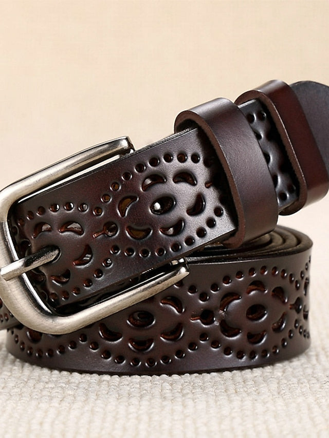 PU Buckle Belt PU Leather Metal Bucke Plain Cowboy Casual Work Daily Black White Wine Brown for Women