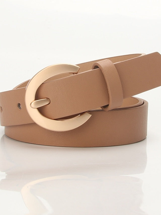 Unisex PU Buckle Belt PU Leather Prong Buckle D-ring Casual Classic Gift Daily White Black Orange Brown for Women