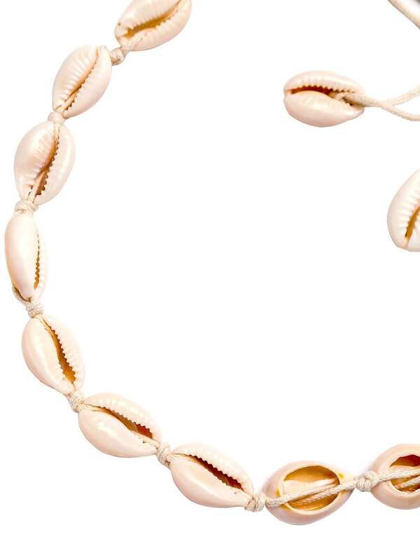 White Cowrie Shell Braided Choker Necklace for Women
