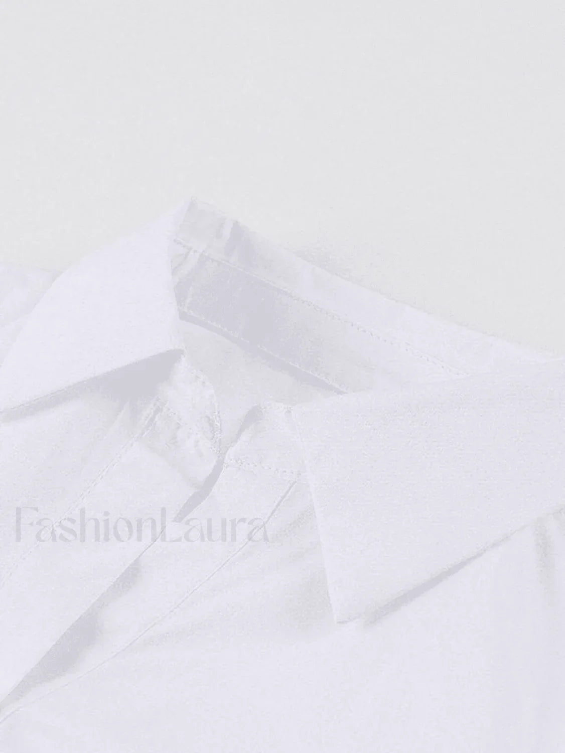White Ruched Cropped Long Sleeve Blouse