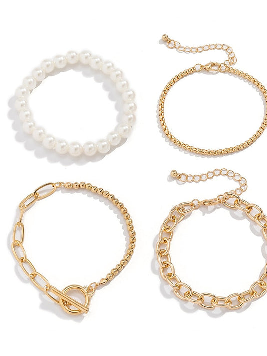 Bracelets Chic & Modern Street Geometry Bracelets & Bangles / Imitation Pearl / Gold / Silver / Fall / Winter for Women