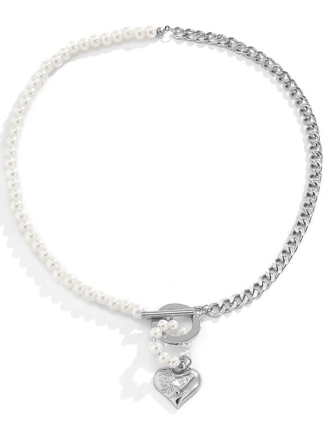necklace Chic & Modern Street Fashion Geometric Imitation Pearl Heart Pendant Retro Charm Necklaces / Summer / Dailywear for Women