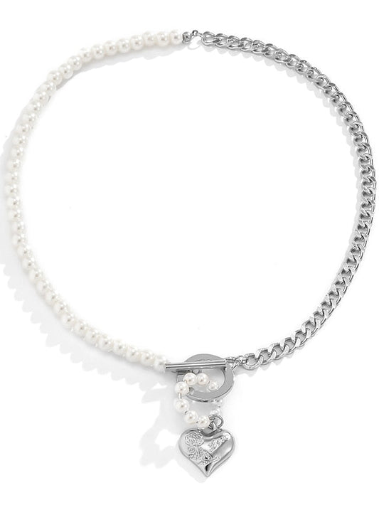 necklace Chic & Modern Street Fashion Geometric Imitation Pearl Heart Pendant Retro Charm Necklaces / Summer / Dailywear for Women